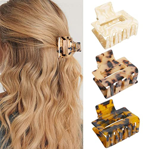 ZSPERKLA 3 Stück Mittelgroß Haarklammern für Dünnes Mitteldickes Haar, rutschfeste Leoparden-Haarklammern modisches Haarstyling-Zubehör für Frauen und Mädchen