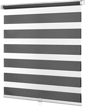 Ventanara® Doppelrollo schnurlos ohne Bohren Klemmfix Fenster Duo Rollo inklusive Montagematerial (grau, 80 x 210 cm)