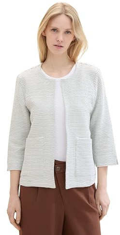 TOM TAILOR 1041218 Blazer, 34869-offwhite Green Stripe CK, L Donna