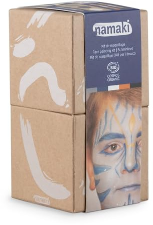 Namaki | Cosmos Organic | Geschenkbox Intergalactic Worlds mit Kinderschminke | Mit 3 Schminkfarben Blau, Weiß, Gold | Inklusive Zubehör