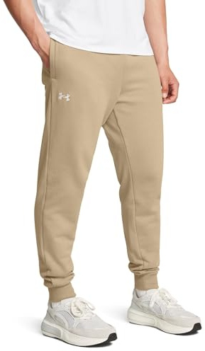 Under Armour Rival Fleece Joggers Pantaloni, (299) City Khaki / / Bianco, Medium Uomo