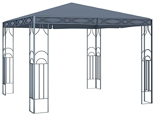 Rantry Gazebo Elegante Classico 300x300 cm, Tetto in Poliestere Anti-UV, Struttura in Acciaio Resistente, Ideale per Cene all'Aperto, Grigliate e Eventi Familiari - Colore Antracite