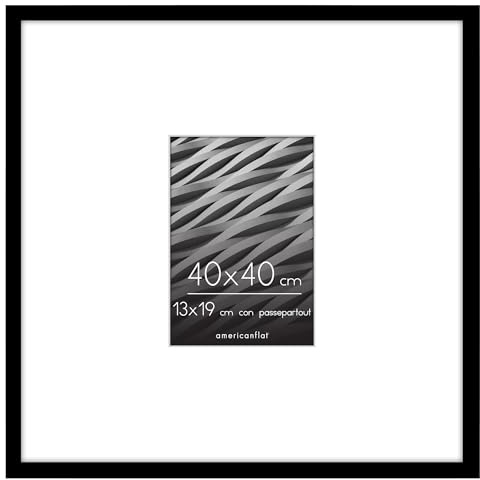Americanflat Cadre 40x40 cm Noir - Cadre Photo 13x19 cm avec Passe-Partout ou 40x40 cm sans Passe-Partout - Plexi Poli - Suspension Verticale ou Horizontale