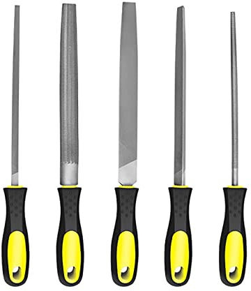 Handwerkzeug-Sets, Metallfeilen-Set, 5-teiliges Holzfeilen-Set mit flacher, quadratischer, dreieckiger, runder und halbrunder Feile for Metall, Kunststoff, Holz (Größe: 410 mm)