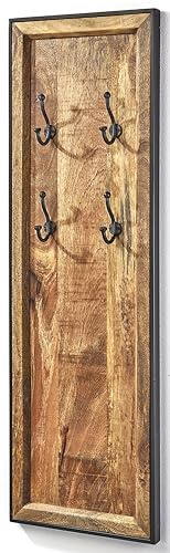 Kobolo Garderobe Wandgarderobe COAT aus Mangoholz mit 4 Haken