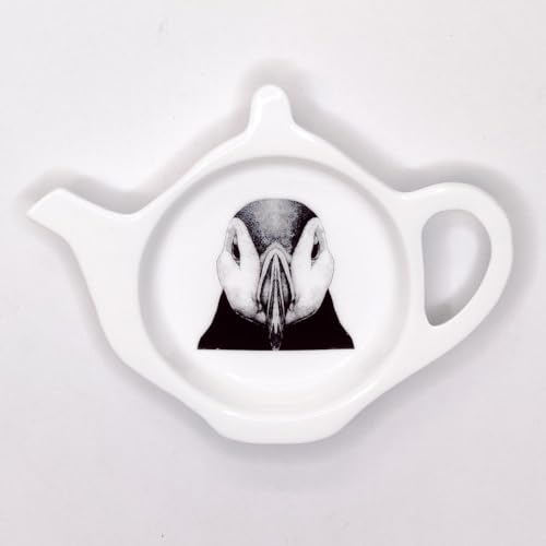 Puffin Bust Design Fine Bone China Teabag Tidy