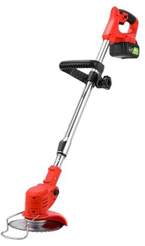 Desbrozadora Inalámbrica, Desbrozadora a Batería, Cortacésped con Cuchilla y Cargador, Desbrozadora, Desbrozadora Eléctrica, para Poda De Jardín y Patio(Two Batteries)