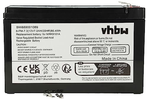vhbw Batterie Remplacement pour YUASA NP7-12 pour ASI (7200mAh, 12V, AGM)