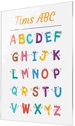 Personalisiertes ABC Poster Wandbild für Kinder - hochwertige Alternative zum Lernposter aus Hochglanz Acrylglas - perfekt zum Alphabet lernen - Lernposter Kinderzimmer o. Klassenzimmer-Dekoration