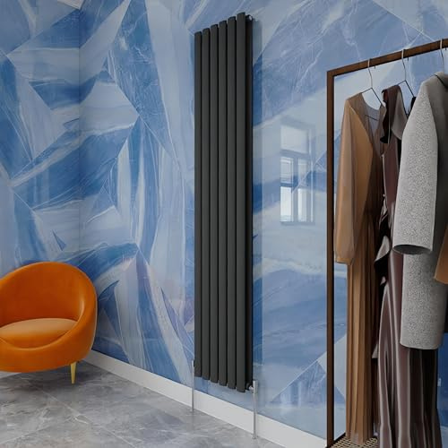 Vertical Oval Column Radiator Anthracite 1800x354mm Double panel for Bathroom/Hall/Kitchen Central heating Radiator