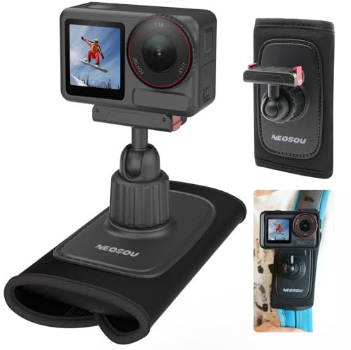 NEOSOU Support de sac à dos à 360° avec base magnétique à dégagement rapide pour DJI Action 5 Pro Action 4 3 accessoires, sangle d'épaule pour caméra d'action DJI Osmo