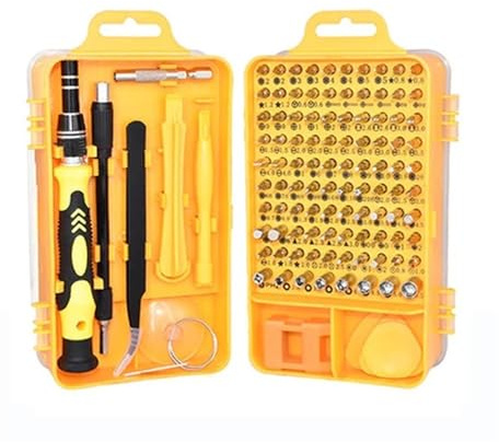 SLAHAJ Ensembles d'outils Kit D'outils Jeu de Tournevis 115/122 en 1 Embouts magnétiques Torx Phillips Multifonctionnel(115IN1-Yellow)