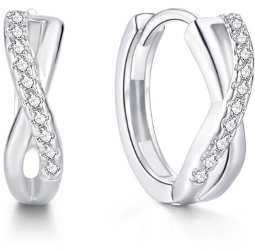 Cangall Ohrringe Creolen 925 Sterling Silber Creolen für Damen, Hypoallergen Leichte Ohrringe Silber 925, Kleine Schlafen Knorpel Creolen Silber 925, Unendlich Silberohrringe Geschenk für Frauen
