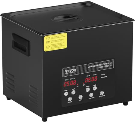 VEVOR 240 W Limpiador Ultrasónico, Máquina de Limpieza Ultrasónica Digital de 10 L con Modo Suave y Desgasificación Mejorada, Calentador y Temporizador para Joyas, Herramientas, Retenedores