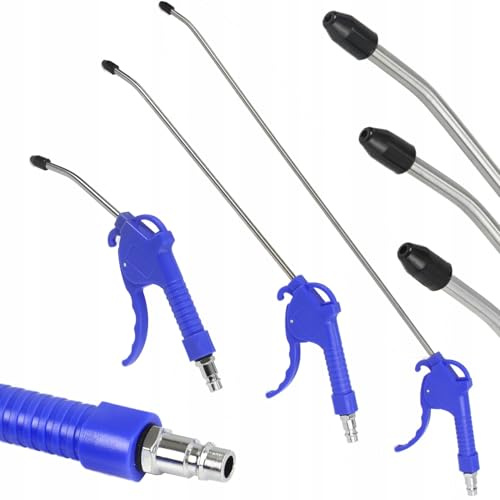 Set di 3 Pistole per Soffiaggio | ad Aria Compressa | Ugelli Lunghi 100, 300, 500 mm | Attacco Rapido 1/4