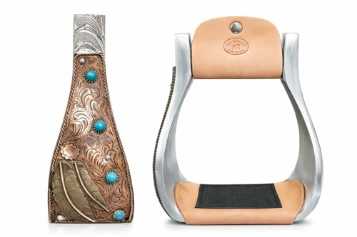 CHALLENGER Western 51257 - Staffe a campana in rame con piuma incisa, 15,2 cm, colore: turchese