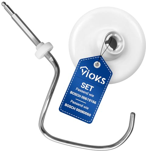 VIOKS Set Teigabweiser + Knethaken Ersatz für Bosch 00619166 00080060 | Knethaken Abstreifer mit Knetdüse, für Bosch MUM4 und MUM5 ProfiMixx 44 46 47 Küchenmaschine