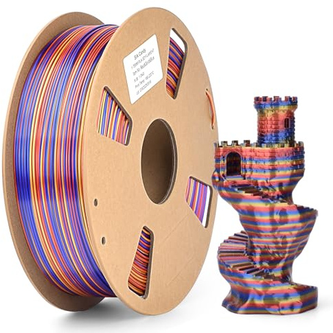 Silk PLA Filament Tricolor 1,75mm 1kg 3D Drucker Filament 3 Color PLA Filament Silk Hochglänzende Oberfläche Maßgenauigkeit +/-0.02mm