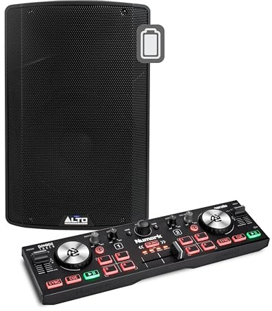 Numark DJ2GO2 Touch DJ Controller and ALTO TX412B Powered PA Speaker for Live Music, DJ sets, Events, Music production