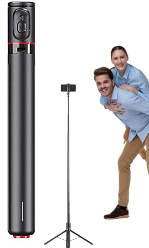 GkgWuxf Perche À Selfie | Perche à Selfie sans Fil avec Trépied de Voyage - Support Rotatif 360 Degrés avec Télécommande pour Vidéo, Vlog et Photographie
