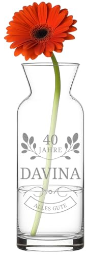 polar-effekt Elegante Blumenvase aus Glas mit Motiv Gravur Alles Gute - Personalisierte Vase mit Namen - Individuelles Geburtstagsgeschenk - Für Rosen & Orchideen