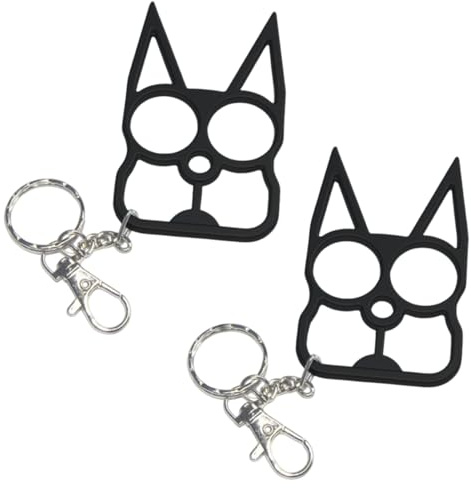 OUDQFCJ 2 Stück süßer Katzen-Schlüsselanhänger, Geschenke für Katzenliebhaber, Mini-Schlüsselanhänger, Geschenke mit Katzenmotiv für Frauen und Männer (Schwarz)