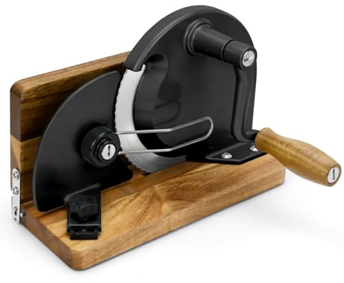Manual Bread Slicer For Homemade Sourdough Bread,Foldable Manual Bread Slicer Features A Durable Aluminum Alloy Body And Sturdy Solid Wood Base, Suitable For Homemade And Commercial Use