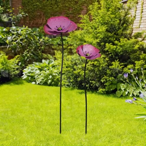JACKANNA Gartendeko 2 Stück Gartenstecker Vogeltränke Winterfest Insektentränke Pflanzenstecker,Outdoor-Dekoration für Frühling und Sommer, langlebiges,Garten Deko Draußen(lila)