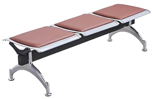 LIKANGLONGJU Dreisitzige Wartezimmer Stühle, Metall-Lobbystühle Sitzbank mit Gepolstertem PU-Leder, Wasserdicht und Pflegeleicht, Geeignet für Kliniken(Brown)