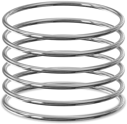 Linkidea Plus Size Armreif Armbänder Set für Frauen, Set von 6 Edelstahl Extra Groß Rund Silber Armreifen Mode Accessoires 9,8 Zoll (XXL)