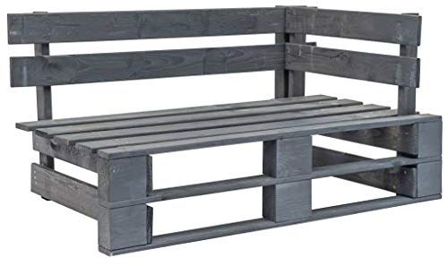 QZZCED Banc d'angle en palettes pour jardin en bois gris - Meuble de jardin résistant aux intempéries et facile à monter avec design intemporel de palettes pour patio ou salon