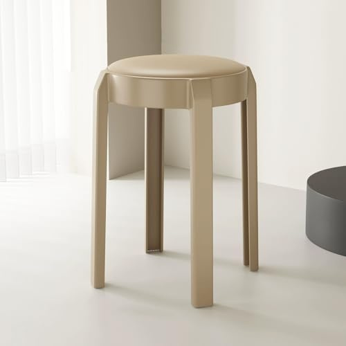 3 st stapelbara vadderade pallar, 18 höjder, rygglösa bärbara plaststolar för klassrum, kontor och hem, Ingen montering behövs (kaki)