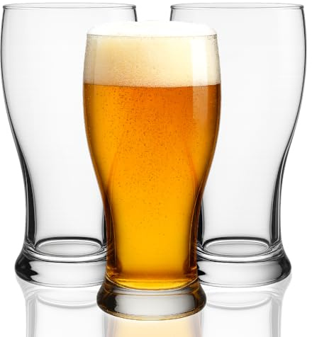 MAURY'S IL NUMERO UNO DEL RISPARMIO Set 3/6/12 Bicchieri Alti per Birra - Vetro Trasparente, 565 ml, Eleganti, Calici Adatti per Birra e Cocktail - Diametro 8x18H