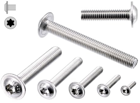 NORMREICH - 50 Stück Linsenkopfschrauben Bundschrauben Flachrundkopfschrauben TORX M6x50 Edelstahl A2 (V2A) ISO 7380-2 / DIN 34805-2 Linsenkopf Linsenkopf mit Flansch Schrauben rostfrei, nicht...