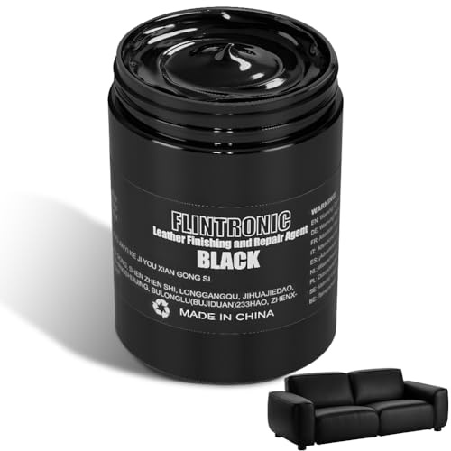 Flintronic 300ml Reparador Cuero Negro, Bálsamo para Recolorar Cuero, Reparador Cue-ro Asientos Coche, para Muebles, Sofás y Asientos de Coche, Reparar Cue-ro Descolorido y Rayado