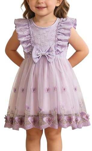 FEOYA Bambina Vestito da Festa Senza Maniche Bambina Abito di Compleanno Elegante Vestito Battesimo Cerimonia 9 Mesi-3 Anni