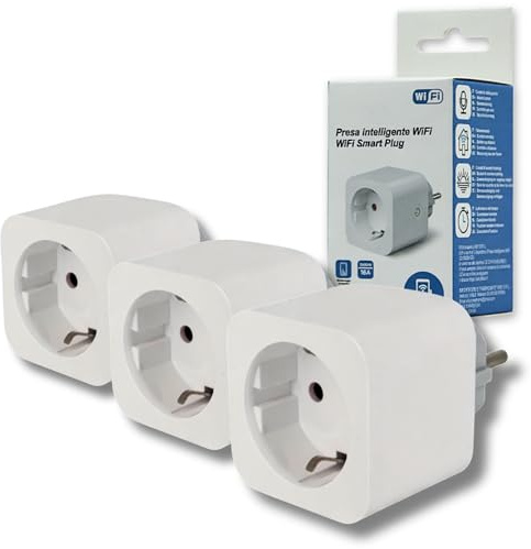 Pack de 3 enchufes inteligentes WiFi 16A con monitorización del consumo, compatibles con Alexa y Google Home, 3680W 2.4GHz, temporizador y control remoto App Smart Life