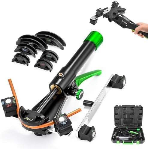 YXYLJOZ Kit piegatubi Idraulico Manuale con 7 matrici per Piegare Tubi di Rame da 1/4-7/8, Perfetto per riparazioni di condizionatori e frigoriferi, Curve a 90°