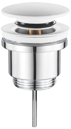 Piletta Click Clack Universale G1”1/4 In Ottone Bianco Opaco Per Lavabo E Bidet Con O Senza Troppopieno – Scarico A Pressione Standard