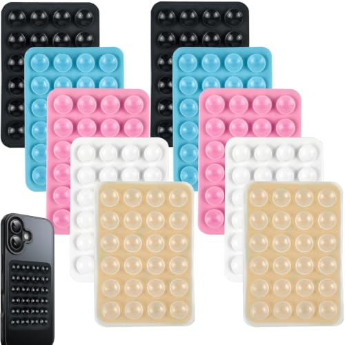Alethron 10 Stück Handy Saugnapf Rosa Weiß Schwarz Blau Transparent,Silikon Handyhülle Handy Kleber Rückseite Saugnapf Noppen Halter Rückseite Saugnäpfe Klebe Ding für Handyhülle Hückseite Sticky Grip