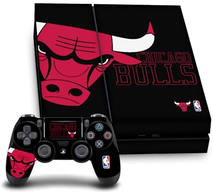 Head Case Designs Officially Licensed NBA Oversized Chicago Bulls Logo Vinyl Sticker Gaming Skin Decal Cover Compatible With Sony PlayStation 4 PS4 Console and DualShock 4 Controller Bundle
