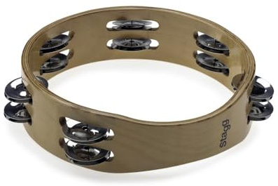 STAGG 8 Zoll Holz Tambourin, 2 Reihen Schellen