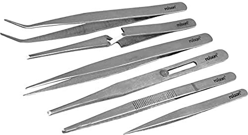 Rolson 59104 6 pc Stainless Steel Tweezers