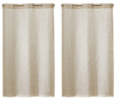Linder 0169 /29/475RI Paire de Vitrages Droits Kaolin Beige Naturel Rivets 55 x 120 cm