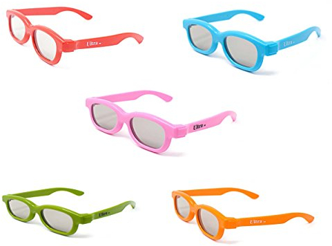 5 Mixed 1 Red 1 Pink 1 Blue 1 Green 1 Orange Childrens Passive 3D Glasses Kids for Use with all Passive TVs Cinema Projectors and RealD Films Movies Circular Polarised 3D Glasses Passive Kids Movies