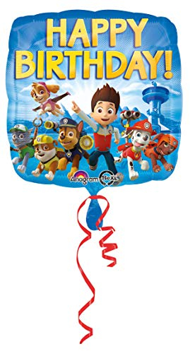Amscan- Pallone Foil Standard 17-42 Cm Happy Birthday Paw Patrol, Multicolore, 7A3018001