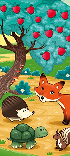 Bilderdepot24 Türtapete Cartoon - Tiere im Wald 90 x 200 cm - einteilig Türaufkleber Türfolie Türposter - Kinderzimmer Kinderbild Tierbild Fuchs Igel
