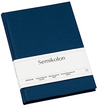 Semikolon 356164 Notizbuch Classic A5 dotted - 176 Seiten, cremeweißes Papier - Lesezeichen - marine blau