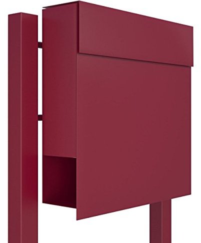 Standbriefbox med tidningsfack, Postlåda Design Manhattan Ställ Röd – Bravios