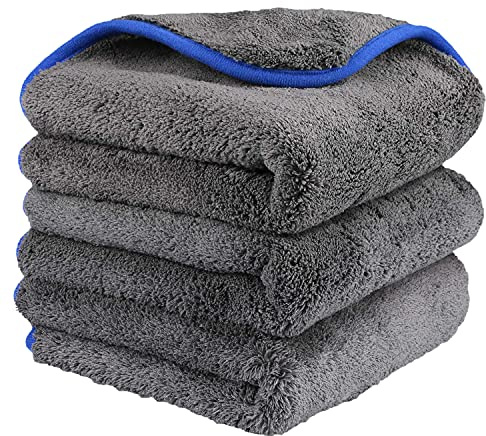 Fixget Chiffon Microfibre Voiture Moto, 3pcs Chiffon de Polissage Premium, Chiffons de Nettoyage de Séchage pour Soin Doux de Voiture 40 x 40cm, 1200 GSM